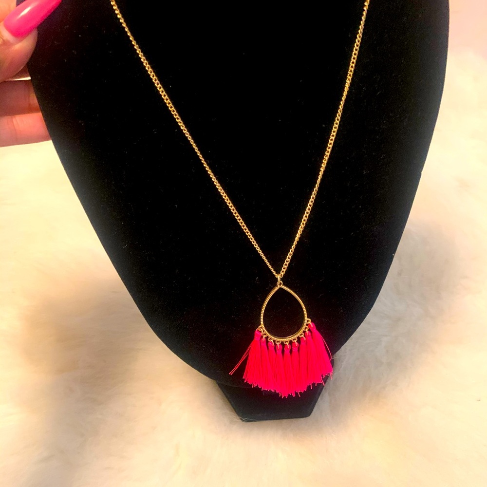 Pink Fringe Necklace